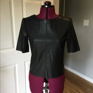 BB Dakota Faux Leather Short Sleeve Back Zip Top